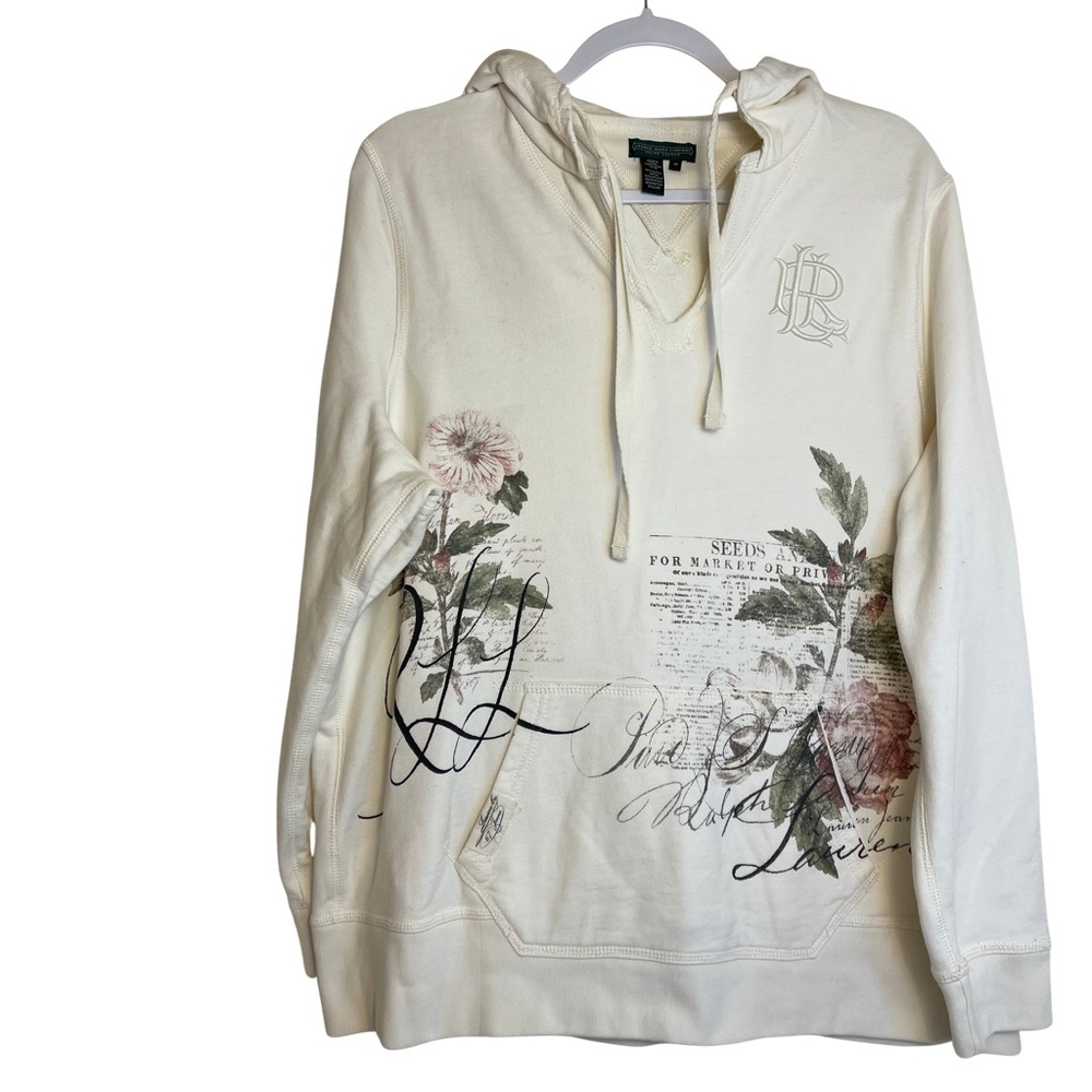 Ralph Lauren Jeans Co Womens Botanical Sweatshirt w/Hood  Embroidery Sz 1X